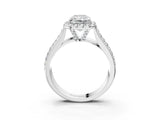 White gold Radiant Halo Round Diamond Pave Band with Prong Setting_16