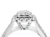 White gold Radiant Halo Round Diamond Pave Band with Prong Setting_17