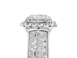 White gold Radiant Halo Round Diamond Pave Band with Prong Setting_18