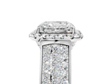 White gold Radiant Halo Round Diamond Pave Band with Prong Setting_31