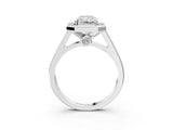White gold Radiant Halo Solitaire Diamond Ring with Pave Band and Bezel Setting_52