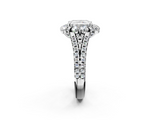 White gold Radiant Halo Split Shank Diamond Engagement Ring with Pave Band and Four-Prong Setting_57