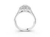 White gold Radiant Halo Split Shank Diamond Engagement Ring with Pave Band and Four-Prong Setting_58