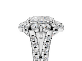 White gold Radiant Halo Split Shank Diamond Engagement Ring with Pave Band and Four-Prong Setting_60