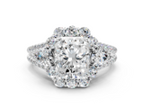 White gold Radiant Halo Split Shank Diamond Engagement Ring with Prong Setting_20