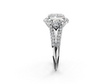 White gold Radiant Halo Split Shank Diamond Engagement Ring with Prong Setting_22