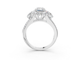 White gold Radiant Halo Split Shank Diamond Engagement Ring with Prong Setting_23