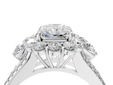 White gold Radiant Halo Split Shank Diamond Engagement Ring with Prong Setting_24