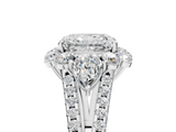 White gold Radiant Halo Split Shank Diamond Engagement Ring with Prong Setting_25