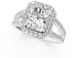 White gold Radiant Halo Split Shank Diamond Ring with Four-Prong Setting_37