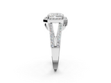 White gold Radiant Halo Split Shank Diamond Ring with Four-Prong Setting_38