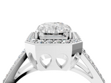 White gold Radiant Halo Split Shank Diamond Ring with Four-Prong Setting_40