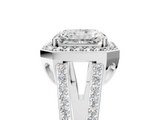 White gold Radiant Halo Split Shank Diamond Ring with Four-Prong Setting_41