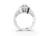 White gold Radiant Halo Split Shank Diamond Ring with Milgrain Prong Setting_9