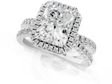 White gold Radiant Halo Split Shank Diamond Ring with Pavé Setting_27