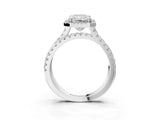 White gold Radiant Halo Split Shank Diamond Ring with Pavé Setting_29