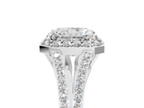 White gold Radiant Halo Split Shank Diamond Ring with Prong Setting_24