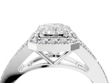 White gold Radiant Halo Split Shank Diamond Ring with Prong Setting_24