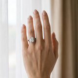 White gold Radiant Halo Split Shank Milgrain Diamond Ring_6