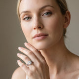 White gold Radiant Halo Split Shank Milgrain Diamond Ring_7
