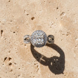 White gold Radiant Halo Split Shank Milgrain Diamond Ring_9