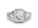 White gold Radiant Halo Split Shank Pave Diamond Ring with Four-Prong Setting_48