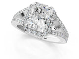 White gold Radiant Halo Split Shank Pave Diamond Ring with Four-Prong Setting_49