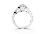 White gold Radiant Halo Split Shank Pave Diamond Ring with Four-Prong Setting_50