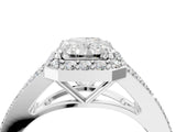 White gold Radiant Halo Split Shank Pave Diamond Ring with Four-Prong Setting_52