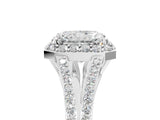 White gold Radiant Halo Split Shank Pave Diamond Ring with Four-Prong Setting_52