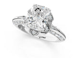 White gold Radiant Halo Split Shank Pave Diamond Ring with Petal Prong Setting_21