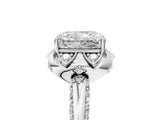 White gold Radiant Halo Split Shank Pave Diamond Ring with Petal Prong Setting_26