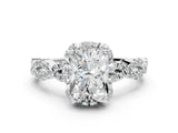 White gold Radiant Halo Twist Band Solitaire Ring with Six-Prong Setting_3