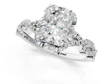 White gold Radiant Halo Twist Band Solitaire Ring with Six-Prong Setting_4