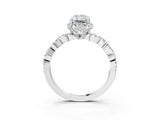 White gold Radiant Halo Twist Band Solitaire Ring with Six-Prong Setting_6