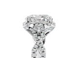 White gold Radiant Halo Twist Band Solitaire Ring with Six-Prong Setting_8