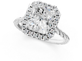 White gold Radiant Halo Twisted Band Four-Prong Diamond Ring_21