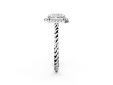 White gold Radiant Halo Twisted Band Four-Prong Diamond Ring_22