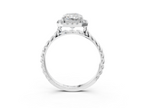 White gold Radiant Halo Twisted Band Four-Prong Diamond Ring_23