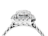 White gold Radiant Halo Twisted Band Four-Prong Diamond Ring_24