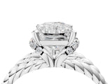 White gold Radiant Halo Twisted Band Four-Prong Ring_54