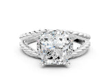 White gold Radiant Halo Twisted Band Four-Prong Ring_55