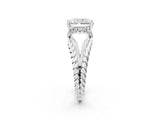 White gold Radiant Halo Twisted Band Four-Prong Ring_56