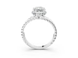 White gold Radiant Halo Twisted Band Four-Prong Ring_57