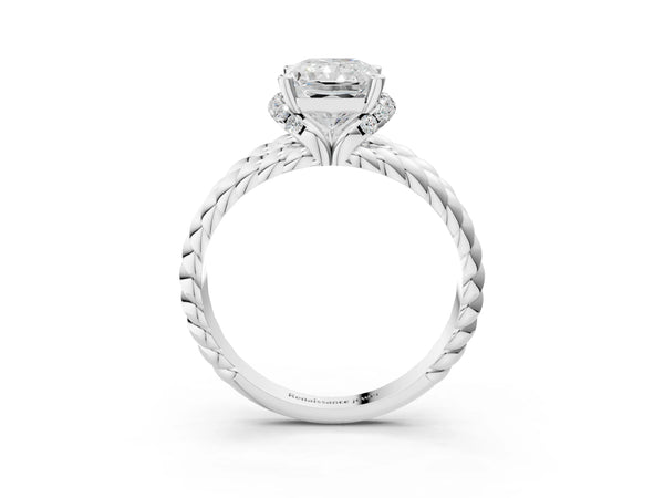 Platinum Radiant Cut Engagement Ring Setting with Twisted Rope Split Shank and Accented Head