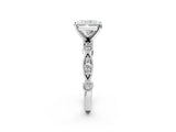 White gold Radiant Milgrain Bezel Diamond Engagement Ring with Solitaire Prong Setting_199