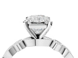 White gold Radiant Milgrain Bezel Diamond Engagement Ring with Solitaire Prong Setting_201