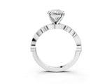 White gold Radiant Milgrain Bezel Diamond Engagement Ring with Solitaire Prong Setting_206