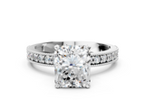 White gold Radiant Milgrain Pave Diamond Engagement Ring with Four-Prong Setting_189