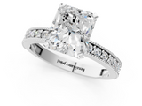 White gold Radiant Milgrain Pave Diamond Engagement Ring with Four-Prong Setting_197